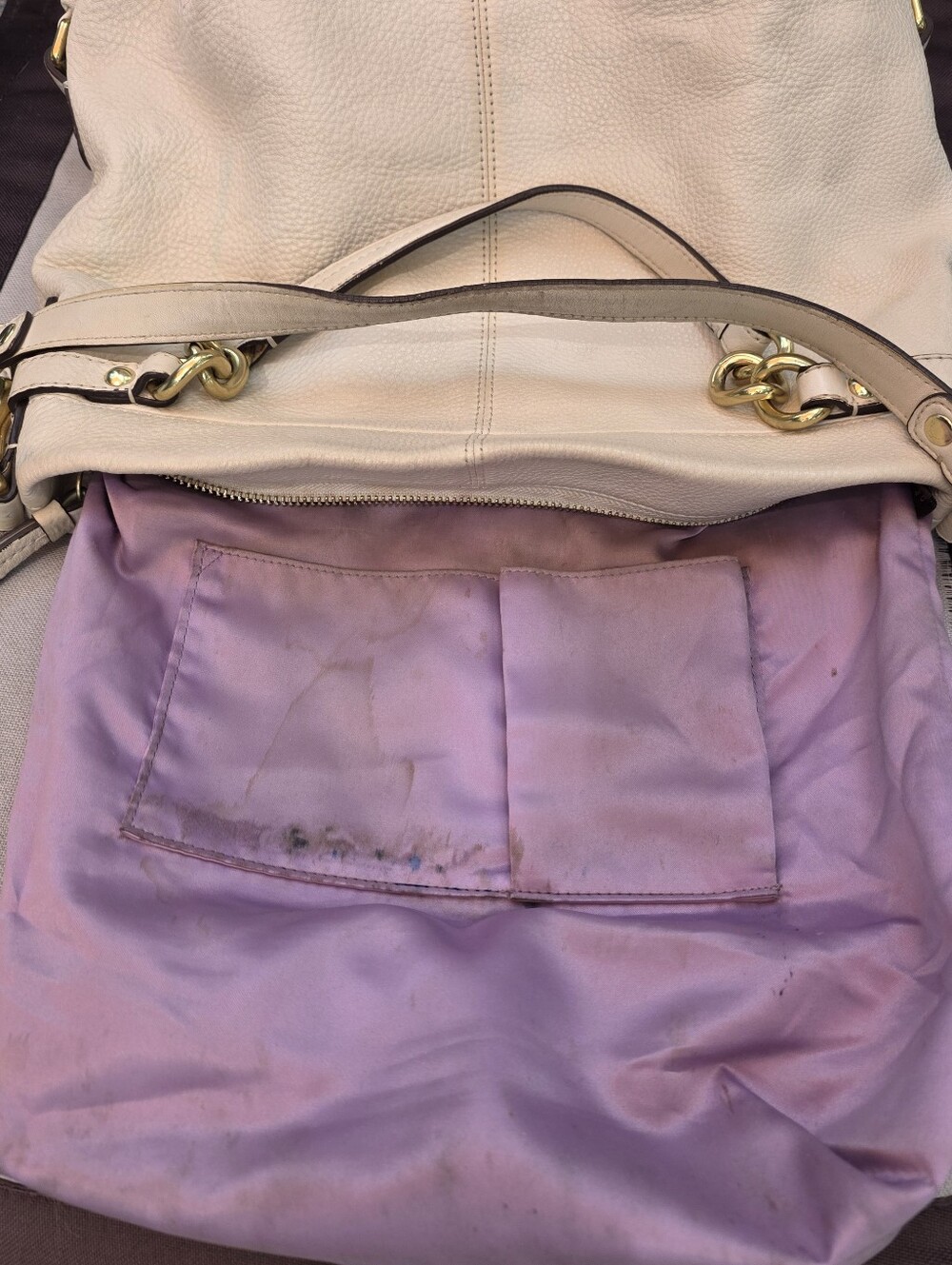Coach Brook Leather Hobo Cream, Slouchy - Picture 7 of 16